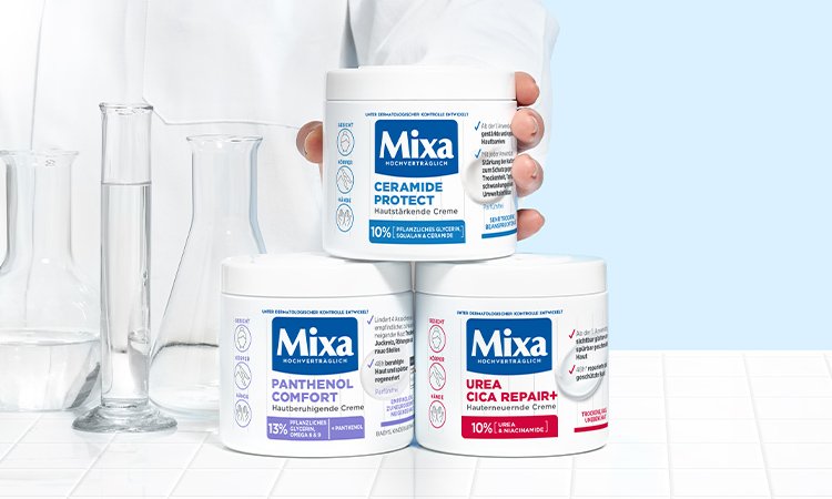 Drei verschiedene MIXA Allzweck-Cremes - Produktabbildungen